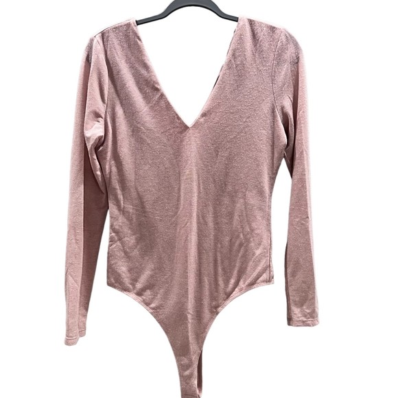 Abound V Neck Long Sleeve‎ Bodysuit Rose Gold Size M - Picture 1 of 5